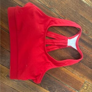 Varsity Red Sports Bra with Strappy Back